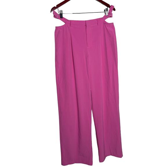 Alo yoga Pink Mid-Rise Showdown Cutout waist Trousers Pants sz M 8-10 - Picture 3 of 6